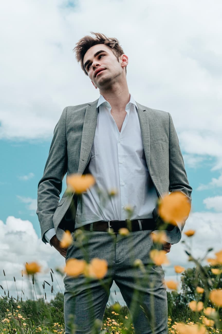 Man in stylish gray suit jacket