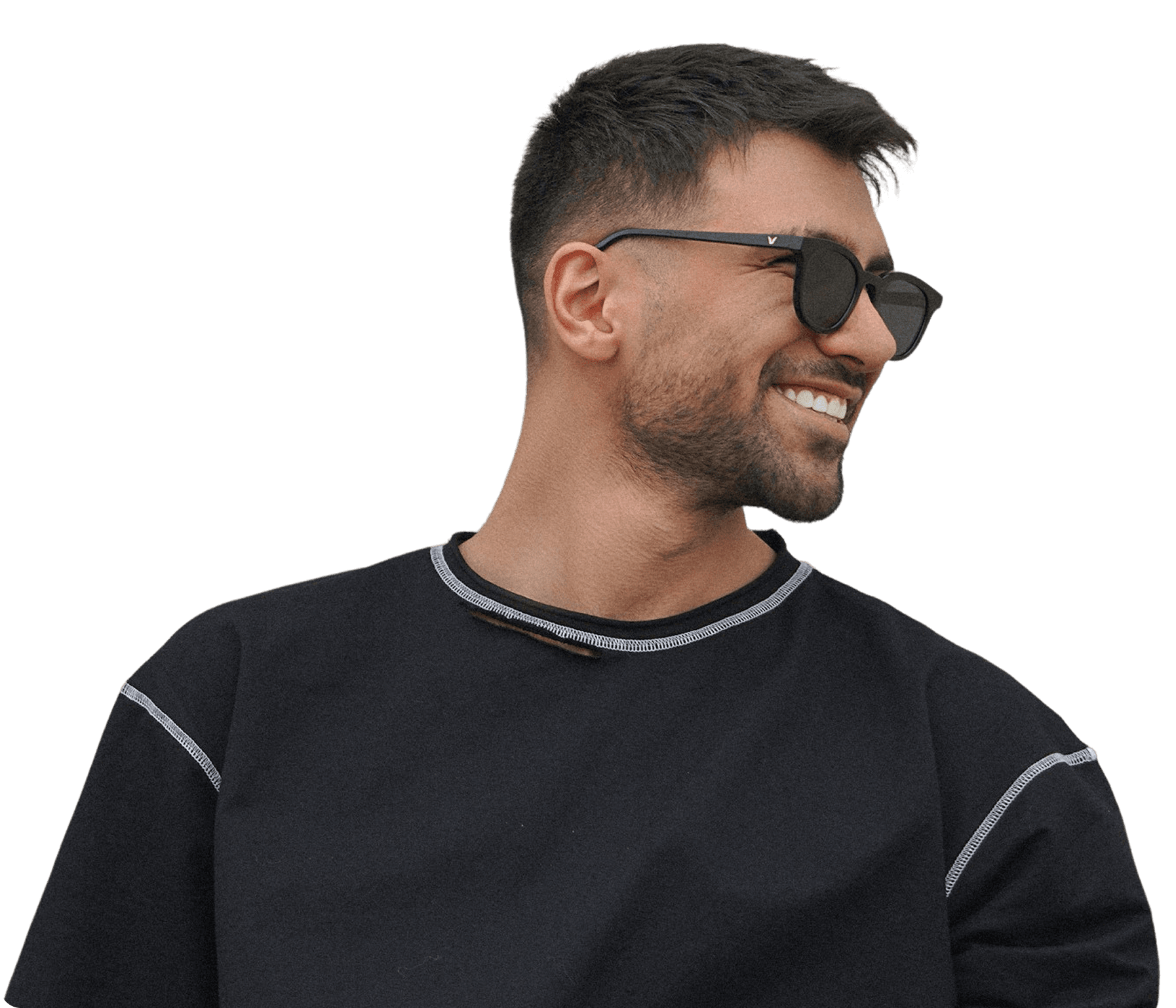A stylish man smiling